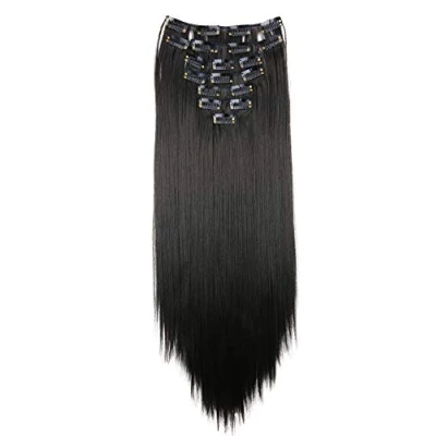 Afbeelding van PRETTYSHOPCE2 haarverlenging, XL, 60 cm, 7 stuks, haarverlengingen, hulp, bruin zwart, cm