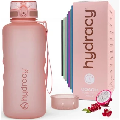 Afbeelding van Hydracy Water Bottle with Time Marker Large 2 Litre BPA Free &amp; No Sweat Sleeve Leak Proof Gym Fruit Infuser Strainer Times to Drink Ideal for Fitness, Sports Outdoors