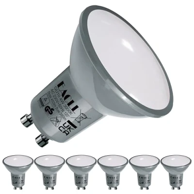 Afbeelding van EACLL Ledlamp, GU10, warmwit, 4,5 W, komt overeen met halogeen, 50 6 stuks, 345 lumen, 2700 K, niet dimbaar, verlichting zonder flikkeren, stralingshoek 120 graden, spot, AC 230 V, reflectorlamp