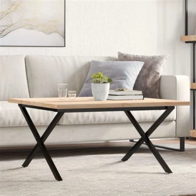 Afbeelding van vidaXL Salontafel X frame 80x80x45,5 cm grenenhout en gietijzer
