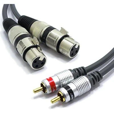 Afbeelding van VITALCO 2 x XLR kabel vrouwelijk naar stereo cinch 5 m 3 polige microfoonkabel RCA adapter