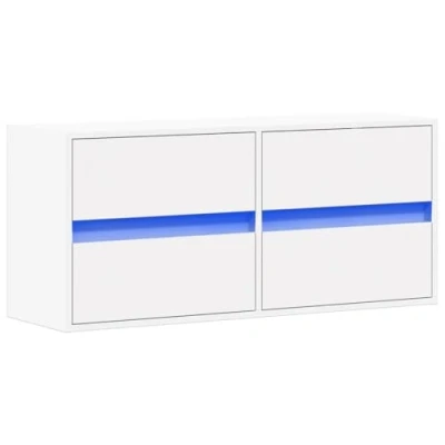 Image de vidaXL Meuble TV mural avec lumières LED blanc 100x31x45 cm852292