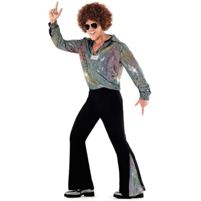 Afbeelding van Morph Shlagermove Herenkleding met pailletten, discokleding uit de jaren 80, maat S