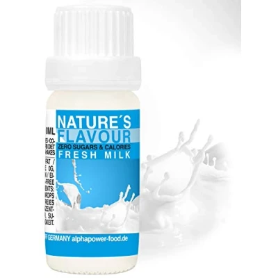 Image de ALPHAPOWER FOOD Arôme alimentaire naturel lait frais I liquide gouttes aromatisantes et édulcorant sans sucre, 1x10ml goût délicieux, vegan liquid sweetener Flavour Drops, Flavdrops