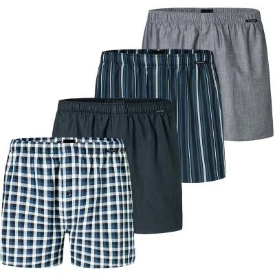 Afbeelding van Schiesser 4ER PACK WEB Boxershorts, Heren, Maat: XL, Grau dunkelblau blau