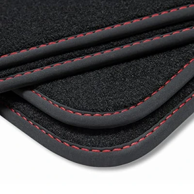 Afbeelding van teileplus24 V419 vloermatten van fluweel voor Hyundai Tucson 2 TL 2015 2020, voetbescherming, naad: rood