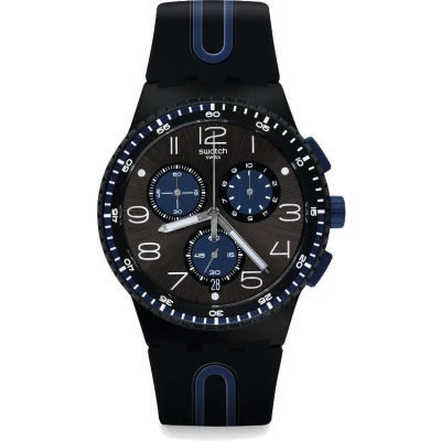 Afbeelding van Swatch Herenhorloge digitaal kwarts siliconen SUSB406, zwart., armband