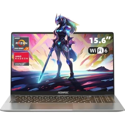 Image de ACEMAGIC Gaming Laptop AMD Ryzen 7 5700U (battre i7 1355U),clavier rétroéclairé PC portable, 16 Go RAM NVME DDR4 512 SSD,Extension 4 To,Ordinateur portable Pouces Boitier en métal
