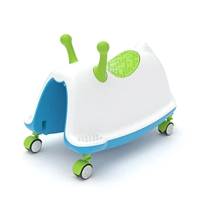 Afbeelding van Chillafish Trackie loopwagen: Schommelen, lopen, duwen of treintje spelen alles in een, Blauw/Groen