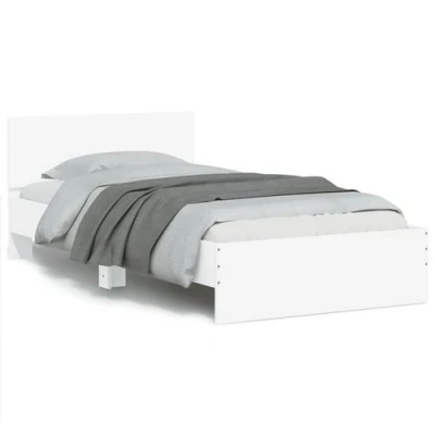 Afbeelding van Bedframe met hoofdbord en LED verlichting wit 100x200 cm