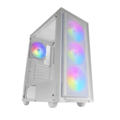 Afbeelding van MARSGAMING MC AIR ATX Gaming behuizing, 4 x 120 mm FRGB Rainbow ventilatoren, front van mesh, zijvenster gehard glas, middelgrote toren met dubbele kamer, koelhouder