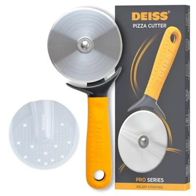 Afbeelding van Deiss Pro Pizzasnijder met robuuste wieltjes, pizzawiel van roestvrij staal antislip handgreep, gemakkelijk vast te pakken, vaatwasmachinebestendig, perfect geschikt als het snijden pizza