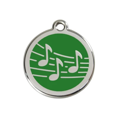 Afbeelding van Music Green roestvrijstalen hondenpenning medium/gemiddeld dia. 3 cm RedDingo