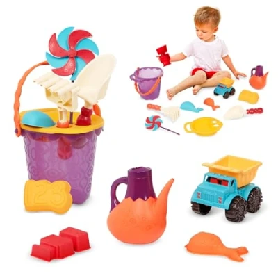 Afbeelding van B. Toys Ready strandspeelgoedtas strandtas met 11 grappig zandspeelgoed kinderen vanaf 18 maanden