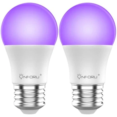 Afbeelding van Onforu Set van 2 uv ledlampen, E27, zwart licht, 220 240 V, ultraviolet, A ultraviolette lamp, decoratieve verlichting voor Halloween, Kerstmis, bar, feest, neonverf