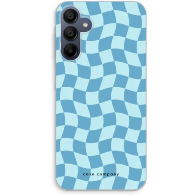 Afbeelding van Case Company® hoesje geschikt voor Samsung Galaxy A15 Grid Blauw Soft Cover Telefoonhoesje Bescherming aan alle Kanten en Schermrand