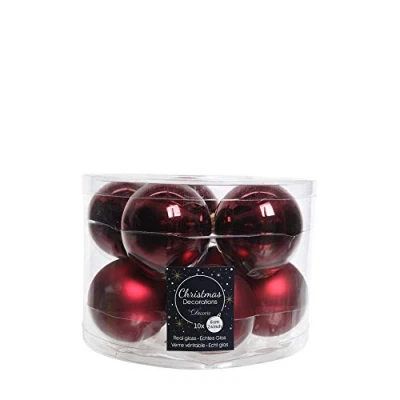 Afbeelding van 10 kerstballen ossenbloed glans mat 60 mm KSD