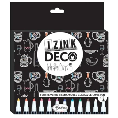 Afbeelding van Aladine Izink Deco Felt Tip Markers for Glass &amp; Ceramics (12pcs) (85533) (DISCONTINUED)