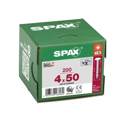 Afbeelding van Spax spaanplaatschroeven cilinderkop verzinkt T Star T20 4.0x50mm (per 200 stuks)