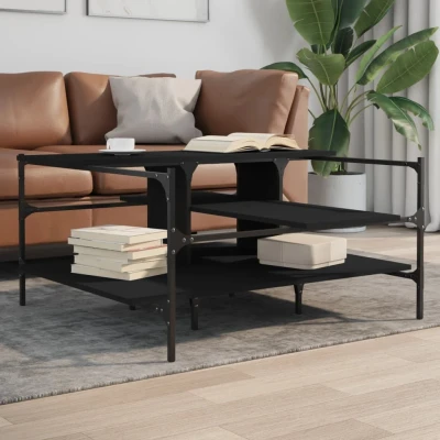 Afbeelding van Salontafel 100x100x48,5 cm bewerkt  hout zwart