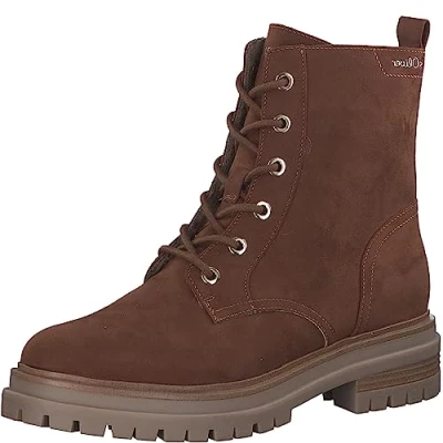 Afbeelding van s.Oliver Enkellaarsjes met plateauzool, Dames, Maat: 39, Cognac Textiel