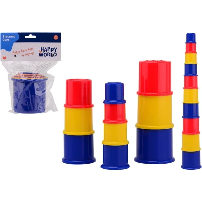 Afbeelding van Johntoy Happy World Stapelbekers, 10dlg.