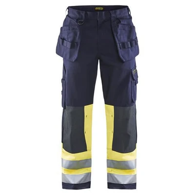 Image de Pantalon artisan multinormes marine/jaune fluorescent