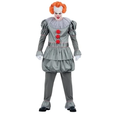 Afbeelding van Smiffy&#039;s Grijze Kwaadaardige Clown Man Grijs XL Halloween Verkleedkleding