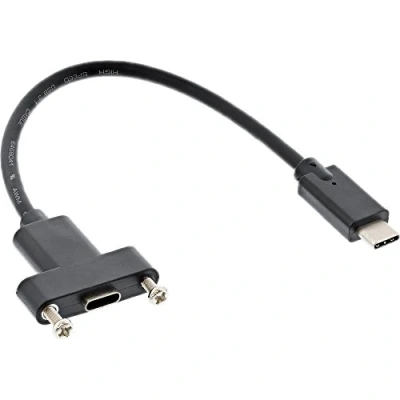 Afbeelding van USB C (m) naar (v) inbouw adapter USB3.2 (tot 10 Gbit/s) PD tot 20V/5A / zwart 0,20 meter