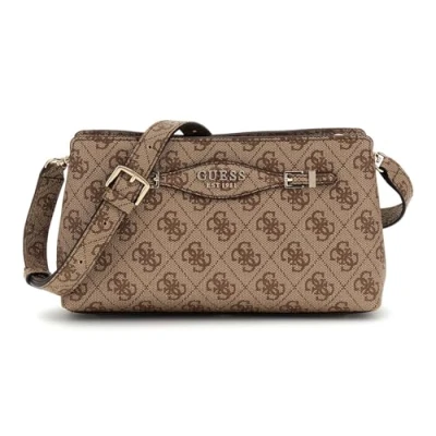 Afbeelding van GUESS Katya Crossbody Top Zip Latte Logo