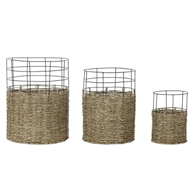 Afbeelding van Basket spelset DKD Home Decor Metaal Koloniaal Jute (35 x 35 45 cm)