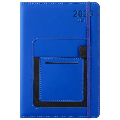 Afbeelding van Schoolagenda 2026, DIN A5, januari 2026 tot december jaar met gekleurd maandtabblad, voor /binnenvak, elastische sluiting, blauw