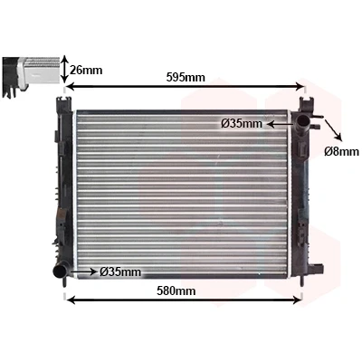 Afbeelding van VAN WEZEL 15012008 Radiateur Aluminium 510 400 26 Koelribben mechanisch gelast DACIA: SANDERO 2, Duster Off Road, Dokker Estate, RENAULT: Clio 4