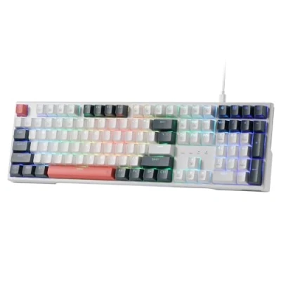 Afbeelding van Redragon K668 RGB gaming toetsenbord, 104 toetsen + 4 extra sneltoetsen, bekabeld mechanisch toetsenbord met geluidsabsorberend schuimrubber, hot swappable stekker, gemengde kleurtoetsen,