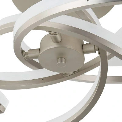 Afbeelding van Lindby LED plafondlamp met dimmer 1licht ijzer, aluminium, kunststof H: 28.2 cm mat nikkel, wit Inclusief lichtbron