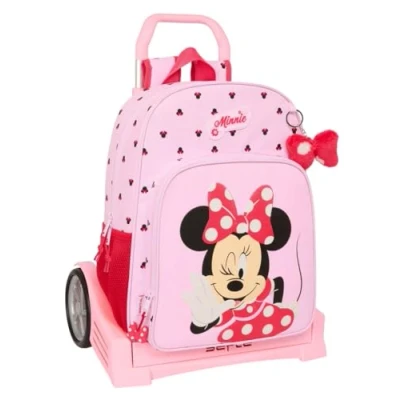 Afbeelding van Schoolrugzak met Wielen Minnie Mouse Naive Roze 33 x 42 14 cm