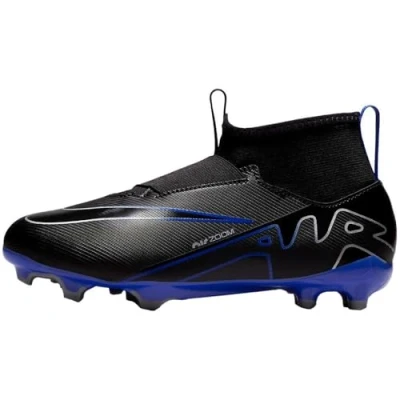 Image de Nike Chaussures De Football Jr Zoom Superfly 9 Acad Fg/Mg, Black/Chrome Hyper Royal, DJ5623 040, 36 EU (4Y US)