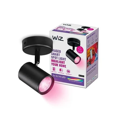 Afbeelding van WiZ 1 spot Imageo zwart Gekleurd en Wit licht GU10