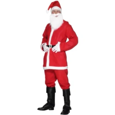 Afbeelding van Smiffys Kerstmankostuum, rood, met jas, broek, baard, muts en riem