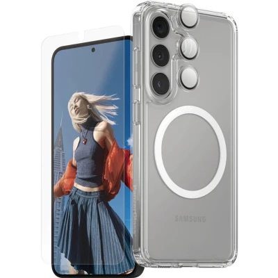 Afbeelding van PanzerGlass CARE Flagship 3 in 1 Set (hoesje + beschermglas) Samsung Galaxy S25 Transparant Inductieve lading, Stootbestendig