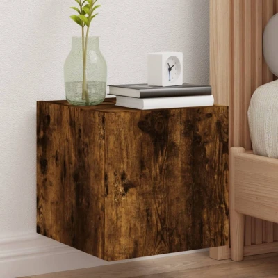 Afbeelding van Tv wandmeubel met LED verlichting 30,5x35x30 cm gerookt eiken