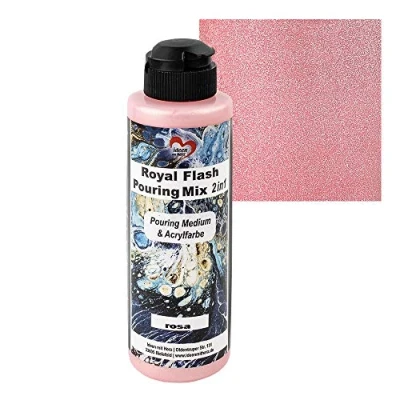 Afbeelding van Ideen mit Herz Royal Flash Pouring Mix 2 in 1 medium en metallic acrylverf met glittereffect 180 ml Geen andere menging vloeistof, of siliconenolie nodig (roze)
