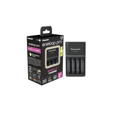 Image de eneloop Pro SmartPlus Chargeur, pour 1 4 Piles Rechargeables AA/AAA, 2h de Temps Charge, 10 Fonctions sécurité, AA (2500 mAh) incluses