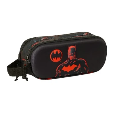 Afbeelding van Pennenetui met 2 vakken Batman Zwart 21 x 8 6 cm 3D