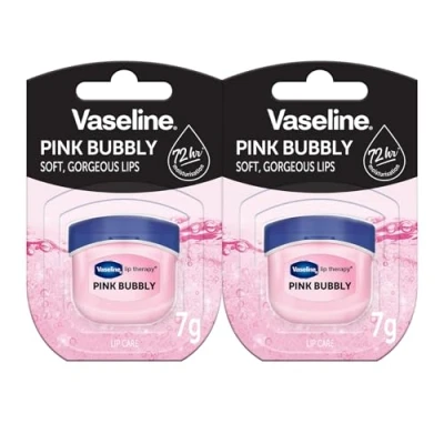Afbeelding van Vaseline Lip Therapy Pink Bubbly 2 stuks voedende lippenbalsem voor optimale hydratatie met Blubberton roze
