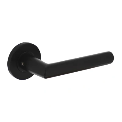 Afbeelding van Intersteel Deurklink zwart Hoek 90 Ø55x8 mm met nokken Ø6x12