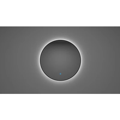 Afbeelding van Wiesbaden Novi ronde spiegel met LED, dimbaar 100 cm mat zwart