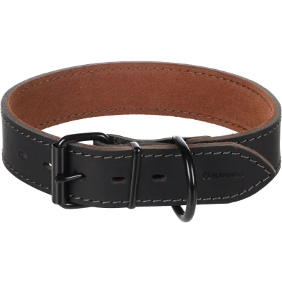 Afbeelding van Brede Leren halsband hond Montana zwart XL
