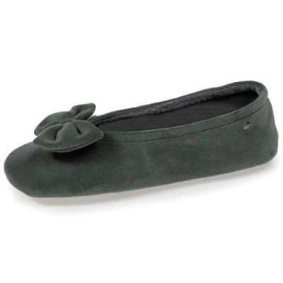 Afbeelding van Isotoner Zeer comfortabele ballerina&#039;s voor dames, leren zool, grote strik detail, Salie