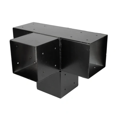 Afbeelding van Wovar Pergola Hoekverbinding met Verlenging Zwart voor 15 x cm balken kubus model Per Stuk
